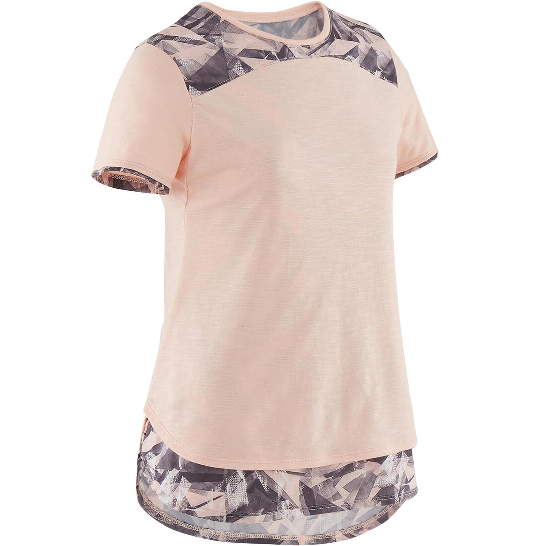 T-shirt 2en1 fille - rose print – rose perle