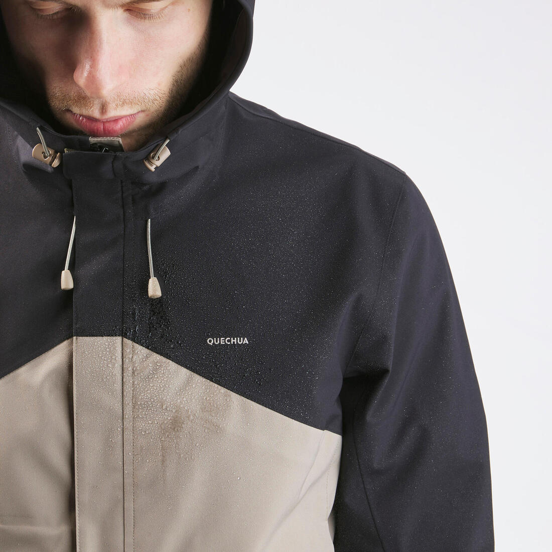 Veste de randonnée imperméable et légère homme, MH100 bleu foncé