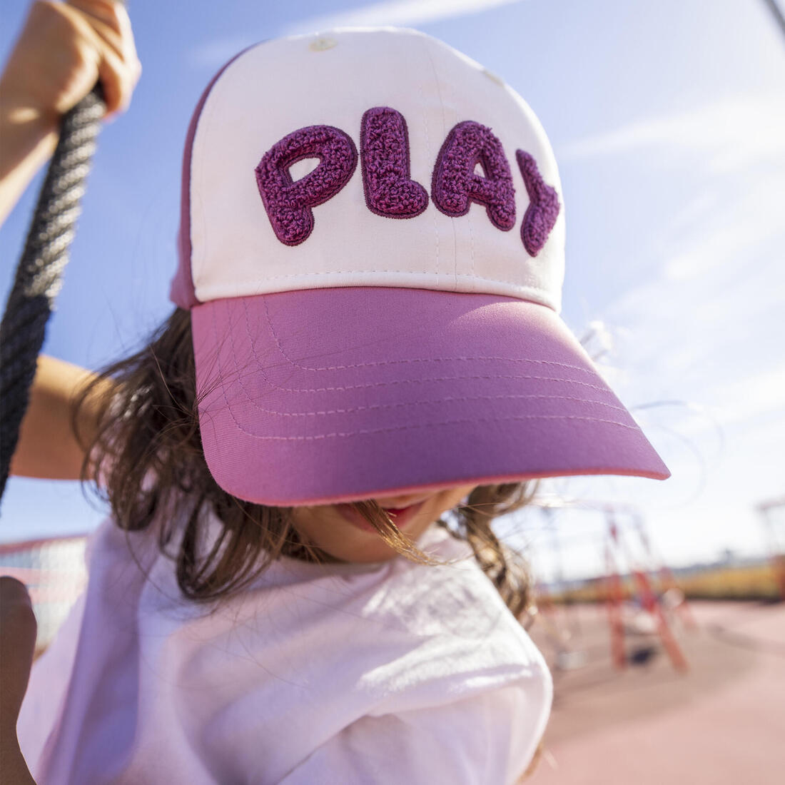 Casquette multisport ajustable bébé mixte, Rose blanc terracotta