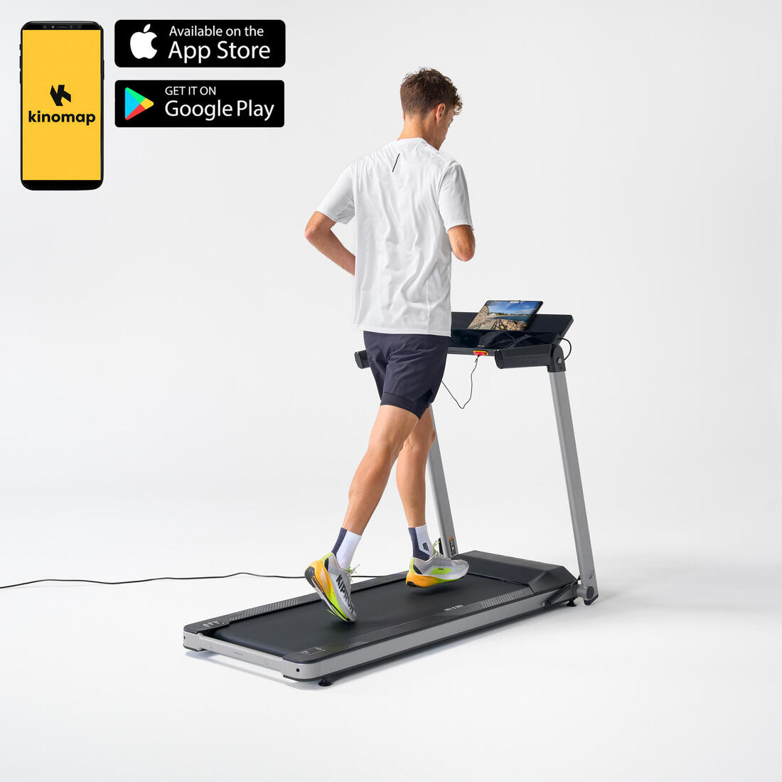 Tapis de course pliable 14km/h, COMPACT RUN100 garanti par Decathlon