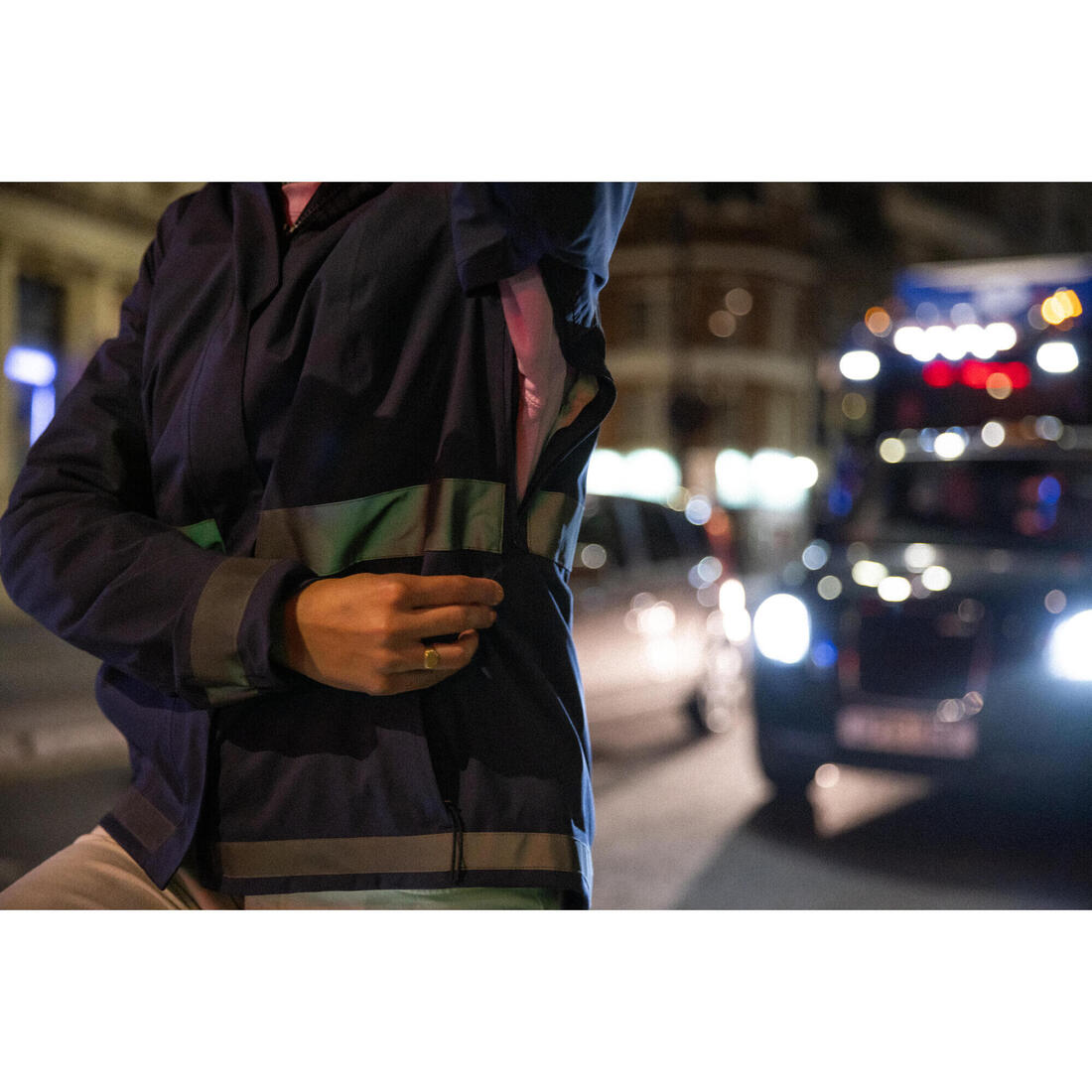 VESTE PLUIE VELO VILLE VISIBILITE NUIT 540 FEMME BLEU MARINE