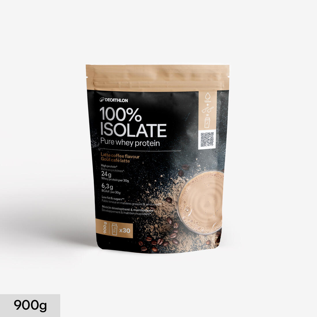 Pure whey protéine 100% isolat café latte 900g