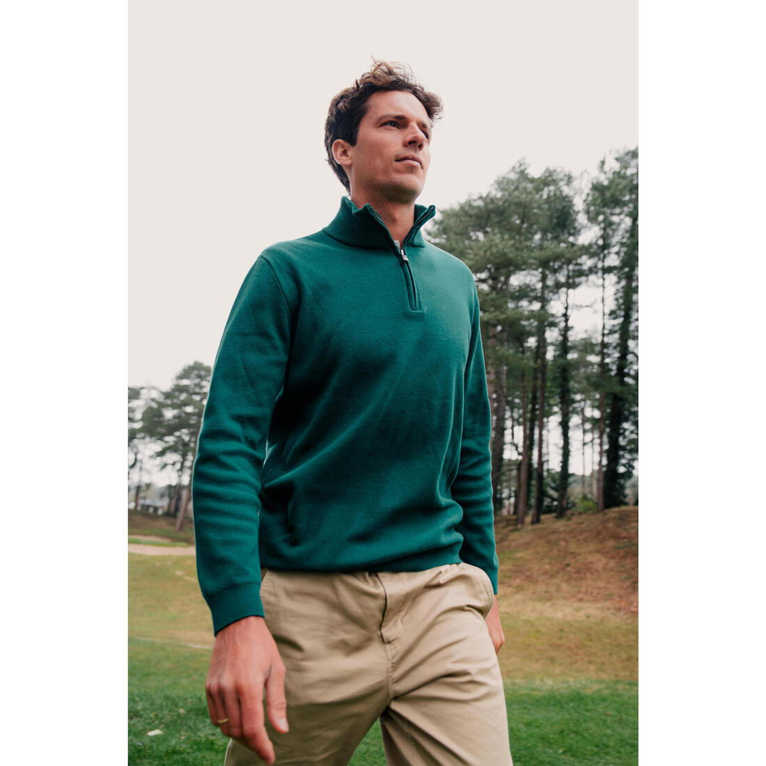 Pull de golf col montant zippé Homme, MW500 marine