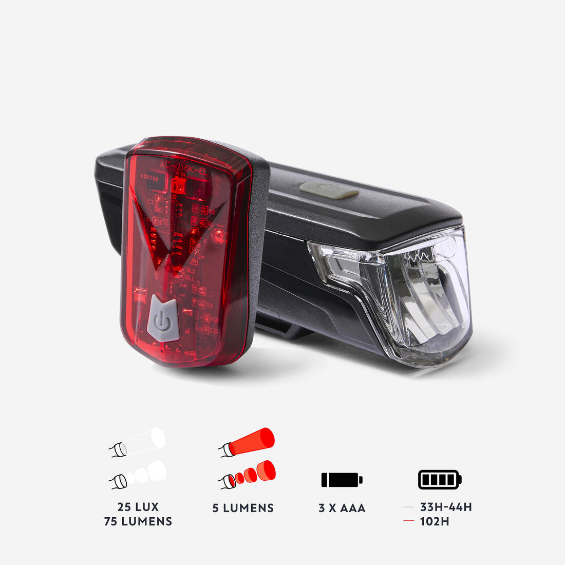 KIT ECLAIRAGE VELO LED ST 110 AVANT ET ARRIÈRE A PILES