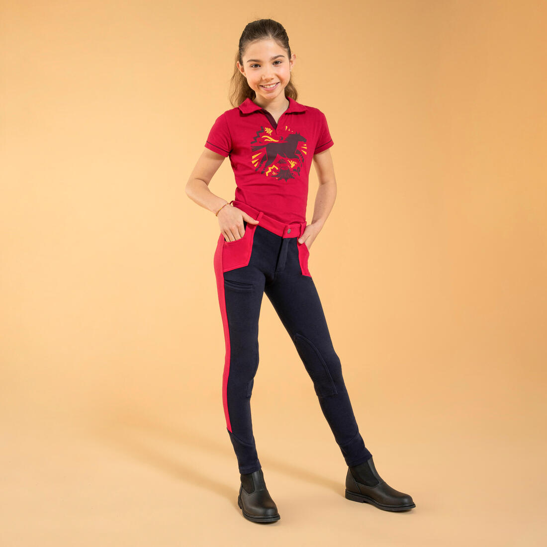 Pantalon équitation  Enfant - 120 marine et turquoise