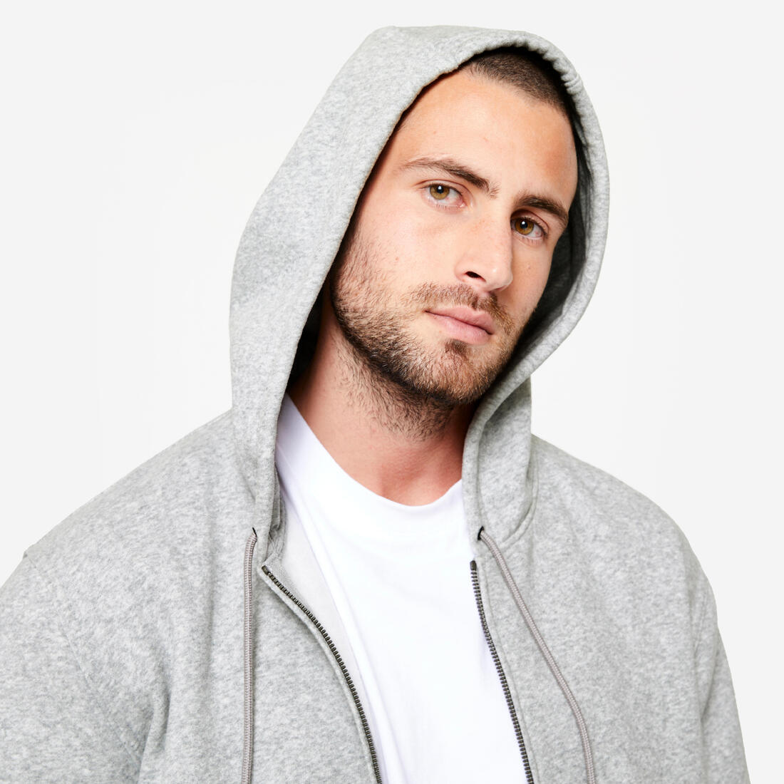 Sweat zippé à capuche de fitness en molleton homme