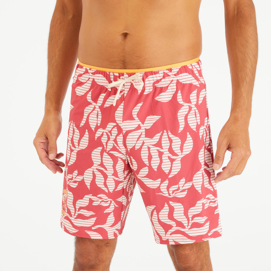 Short de bain long natation Homme - 100 orga – rouge rubis