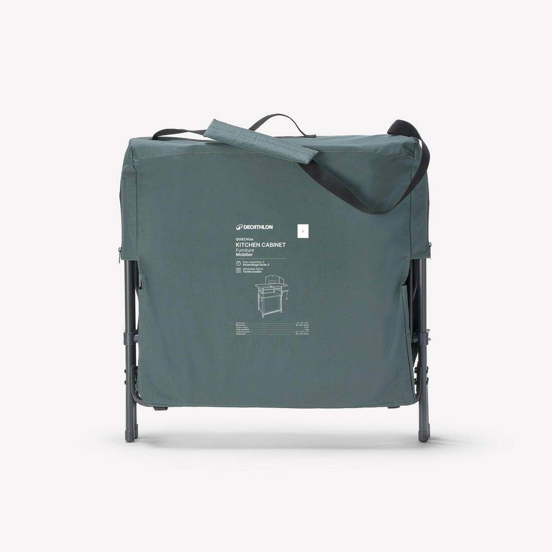 Meuble cuisine de camping L, pliable et avec pare-vent