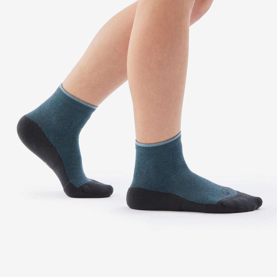 Chaussettes de randonnée mid (2 paires) 23 au 38 enfant, Hike 100 gris