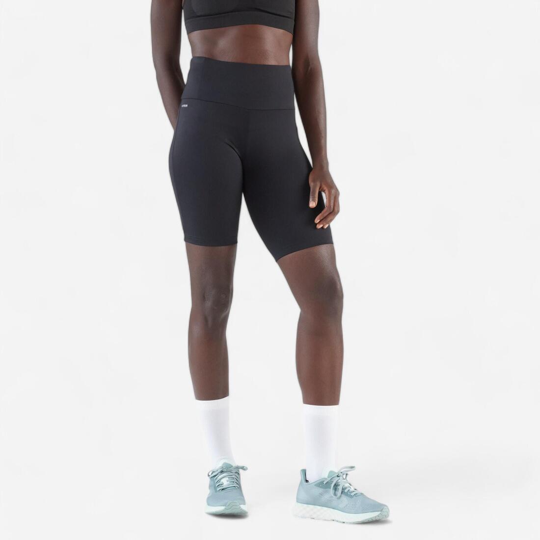 Short cycliste running femme - kiprun run 500 confort kaki foncé