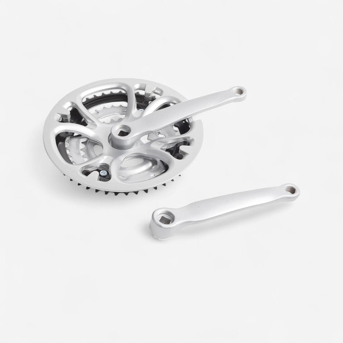 PEDALIER VELO TRIPLE 8 VITESSES 48/38/28 170MM AXE CARRE GRIS