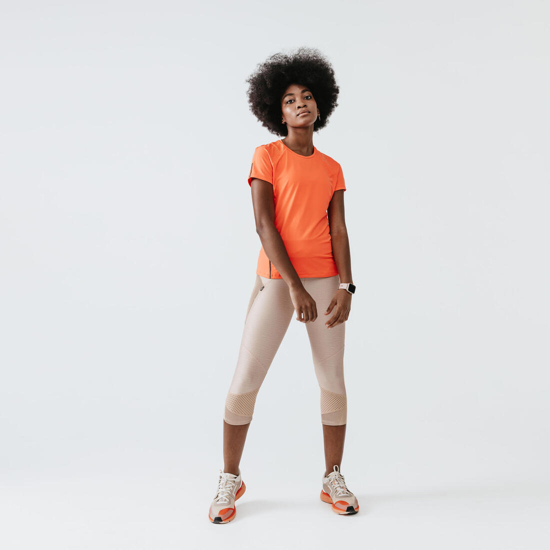 Legging court running respirant femme - Dry+ Feel noir