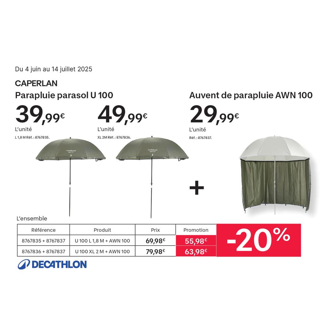 AUVENT DE PARAPLUIE DE PÊCHE AWN 100