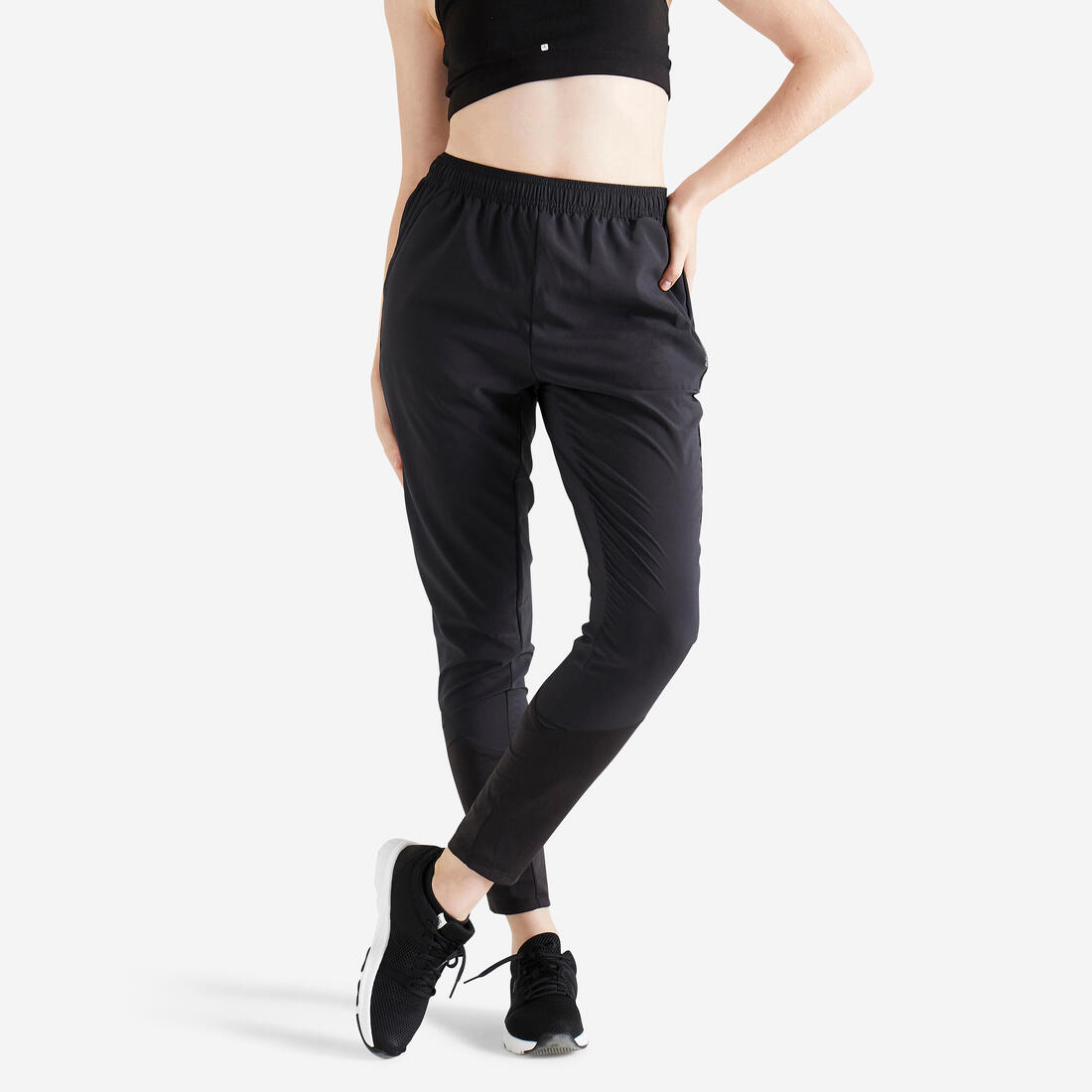 Pantalon de jogging coupe carotte et extensible, noir