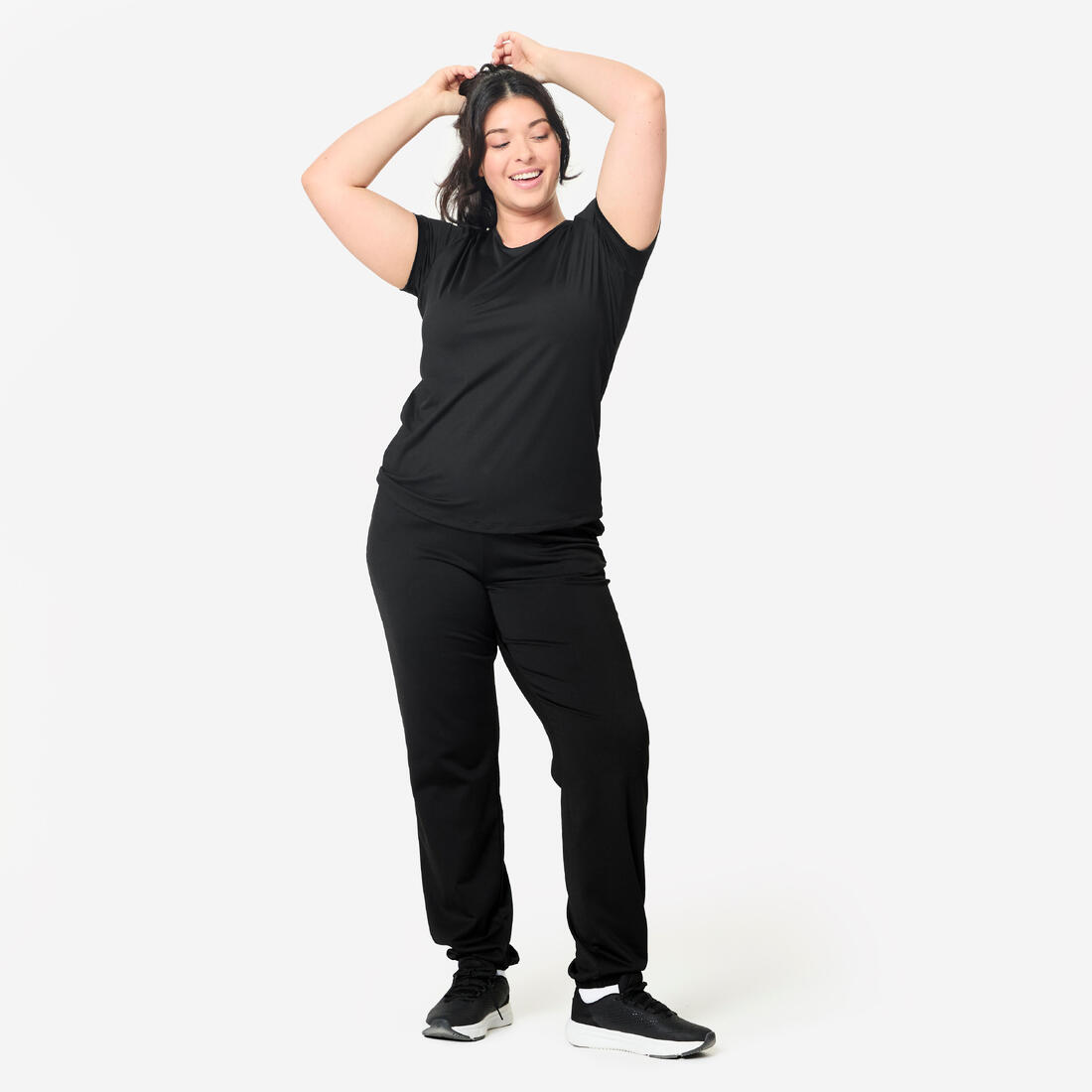 Pantalon de jogging droit chaud et confortable femme, noir