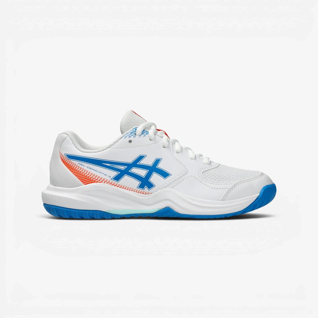Chaussures de tennis multicourt à lacets enfant, Asics Gel Dedicate 9 GS blanc