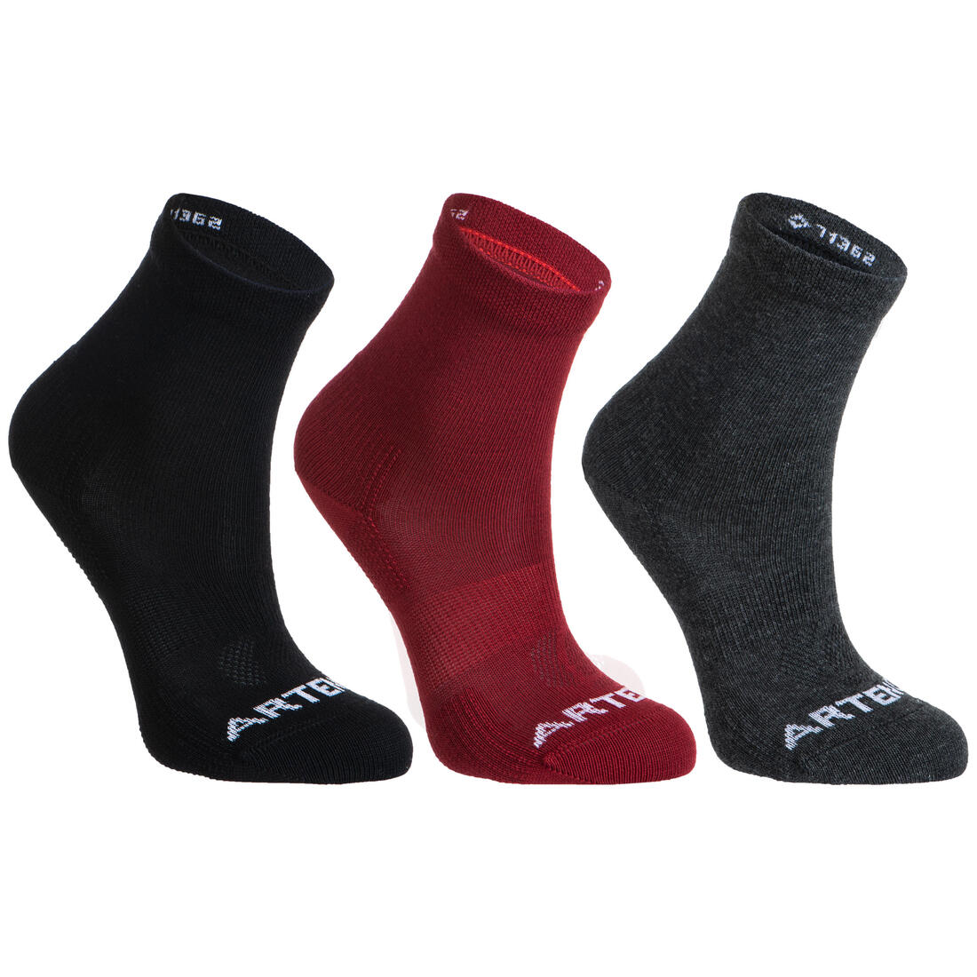 CHAUSSETTES DE SPORT ENFANT HAUTES ARTENGO RS 160 BLANC MARINE BLANC LOT DE 3