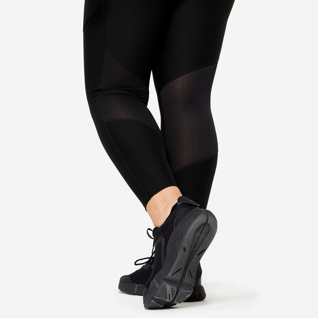 Legging de sport grande taille avec poche femme, noir