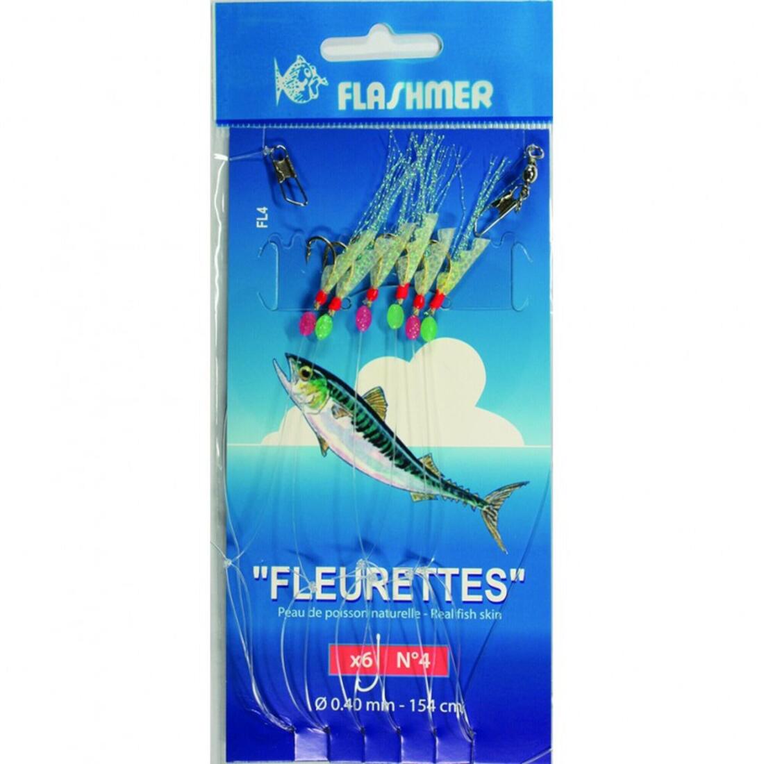 BAS DE LIGNE FLEURETTES 2/0 NATURELLES RENFORCÉ - 6 HAMEÇON DORÉS FLASHMER