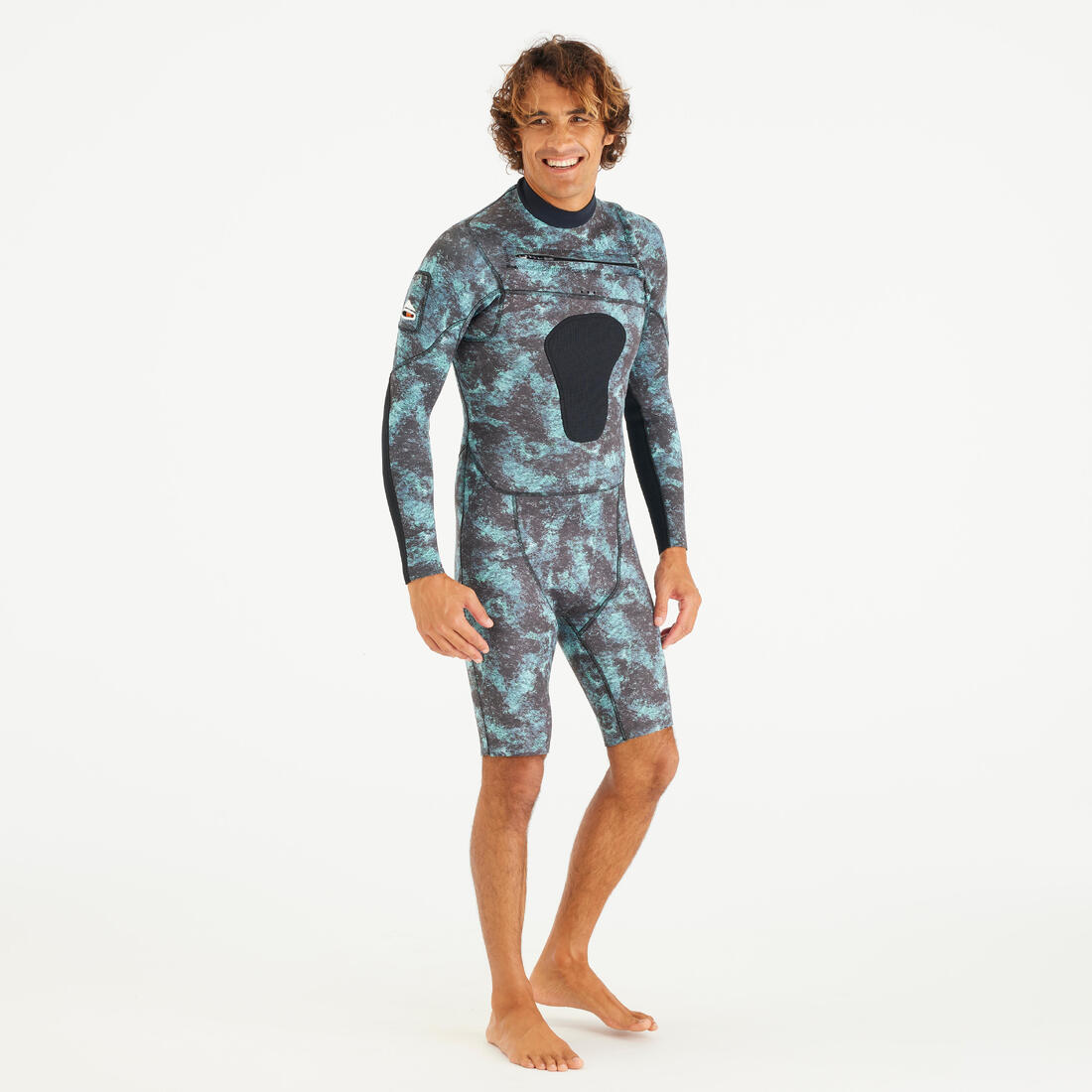 Shorty chasse sous-marine néoprène 2.5mm homme - SPF 900  manches longues camo