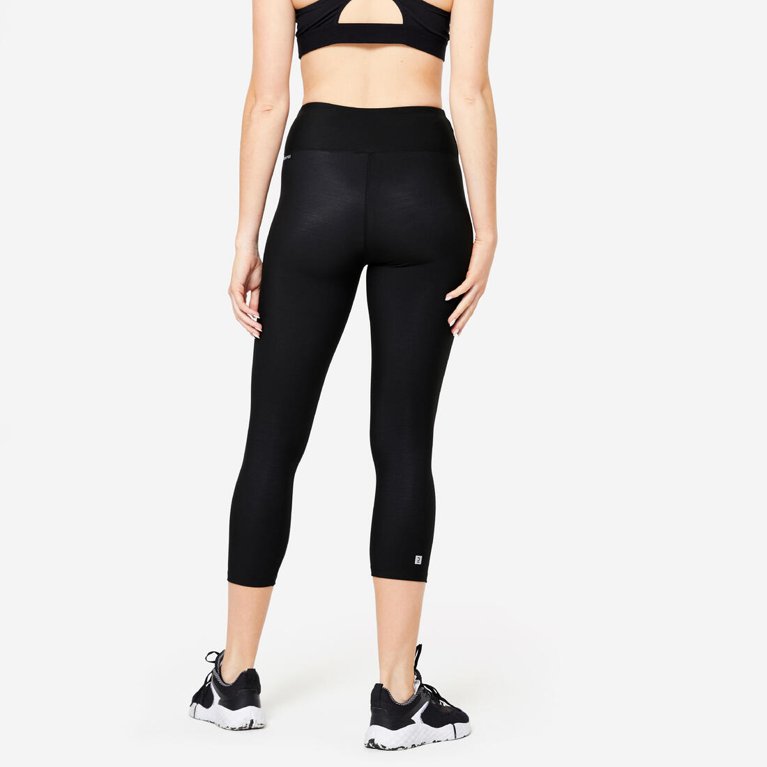 Legging de sport court et extensible femme, noir