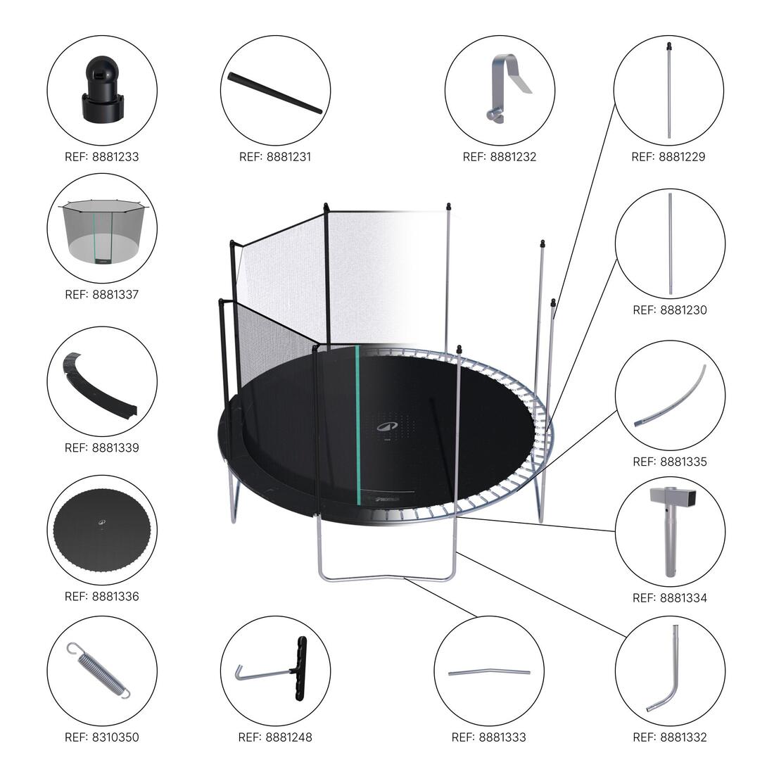 Trampoline 360 avec filet de protection - montage sans outil