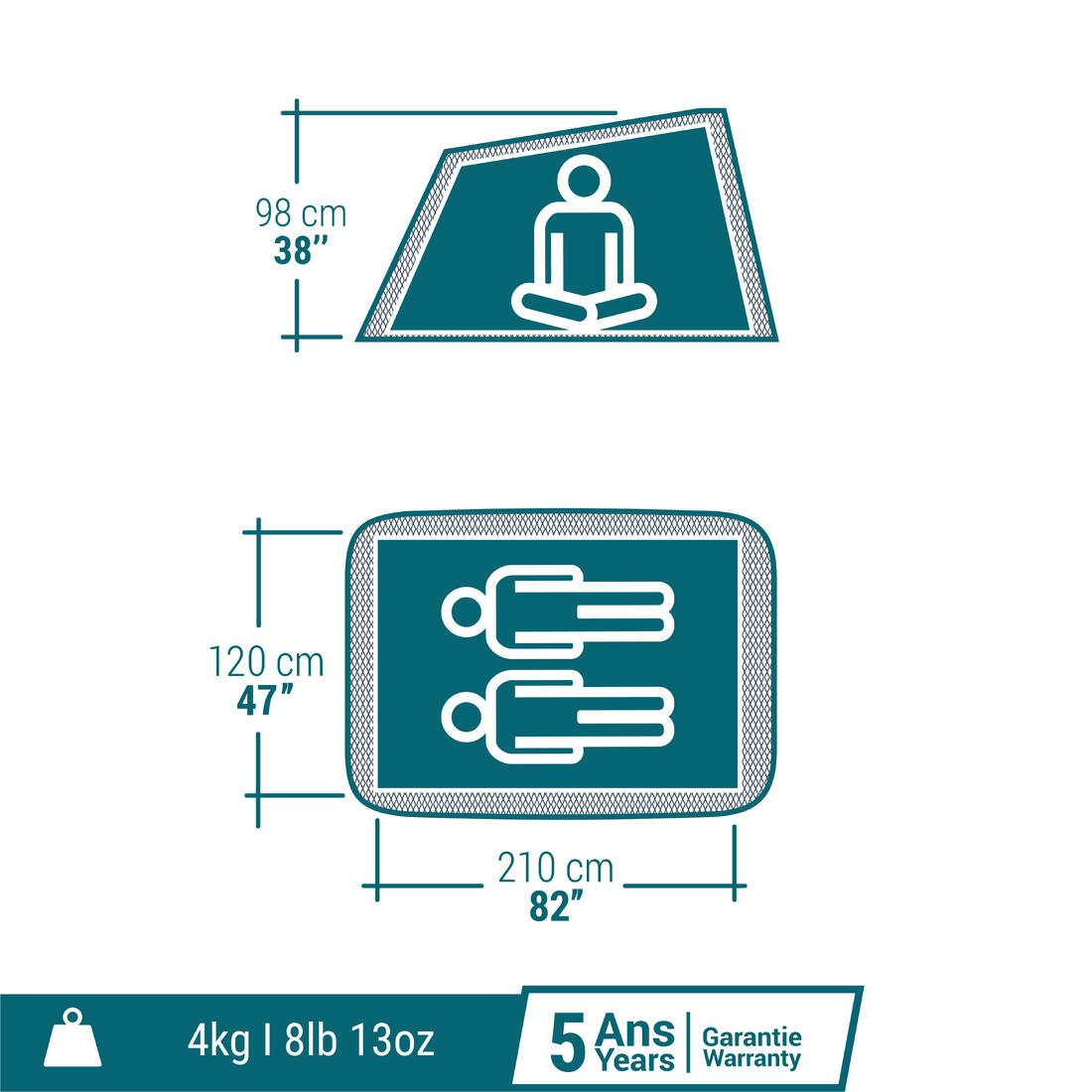 Tente de camping instantanée 2 places, 2 Seconds Fresh & Black