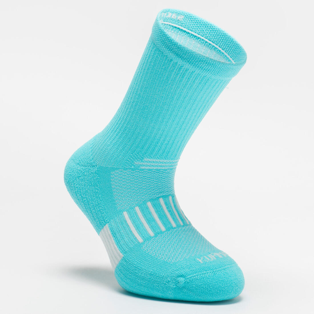 Lot X2 de chaussettes enfant AT 500 mid turquoise et rayées turquoises grises