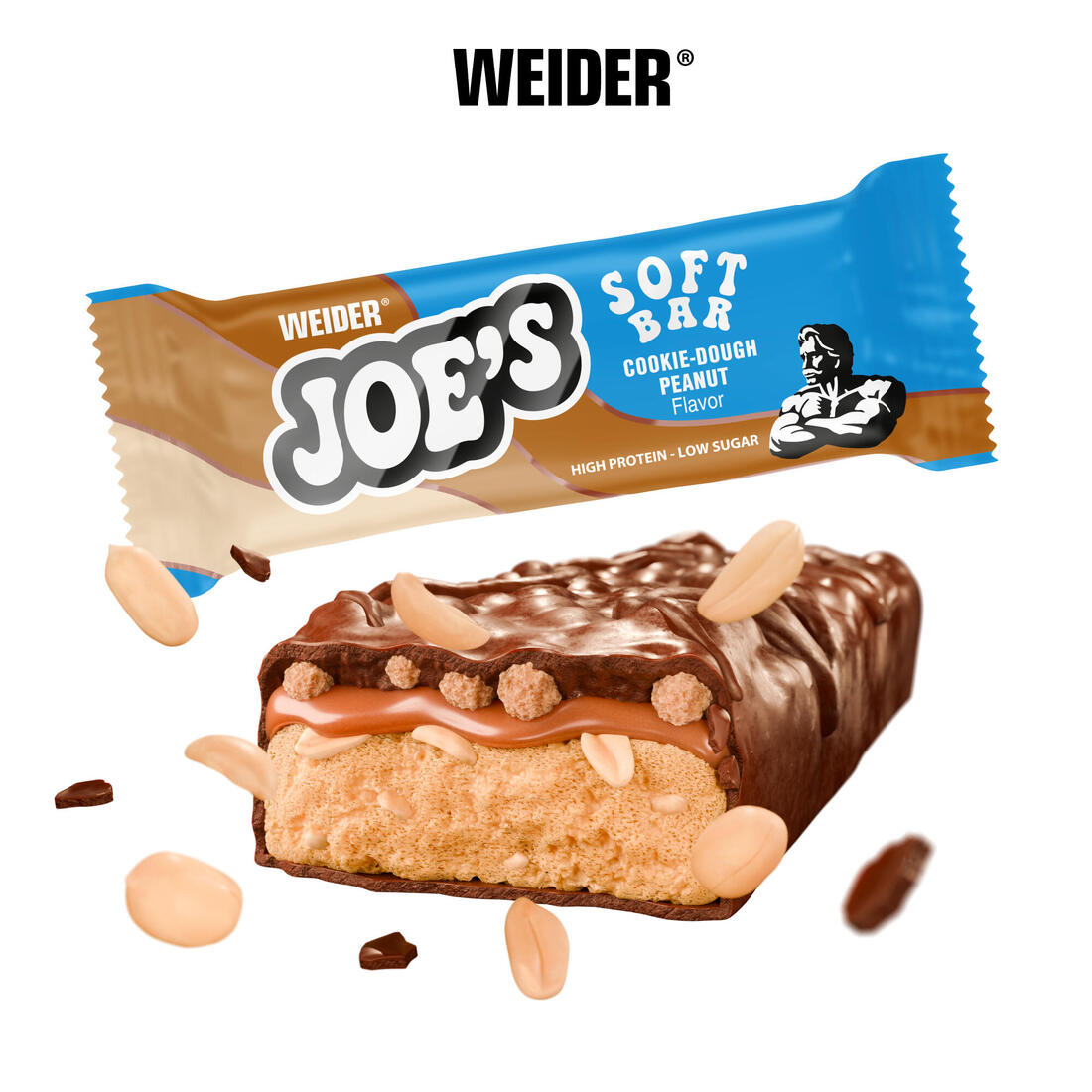 Barre protéinée pâte à cookie et cacahuètes, Joe's Soft Bar 50g