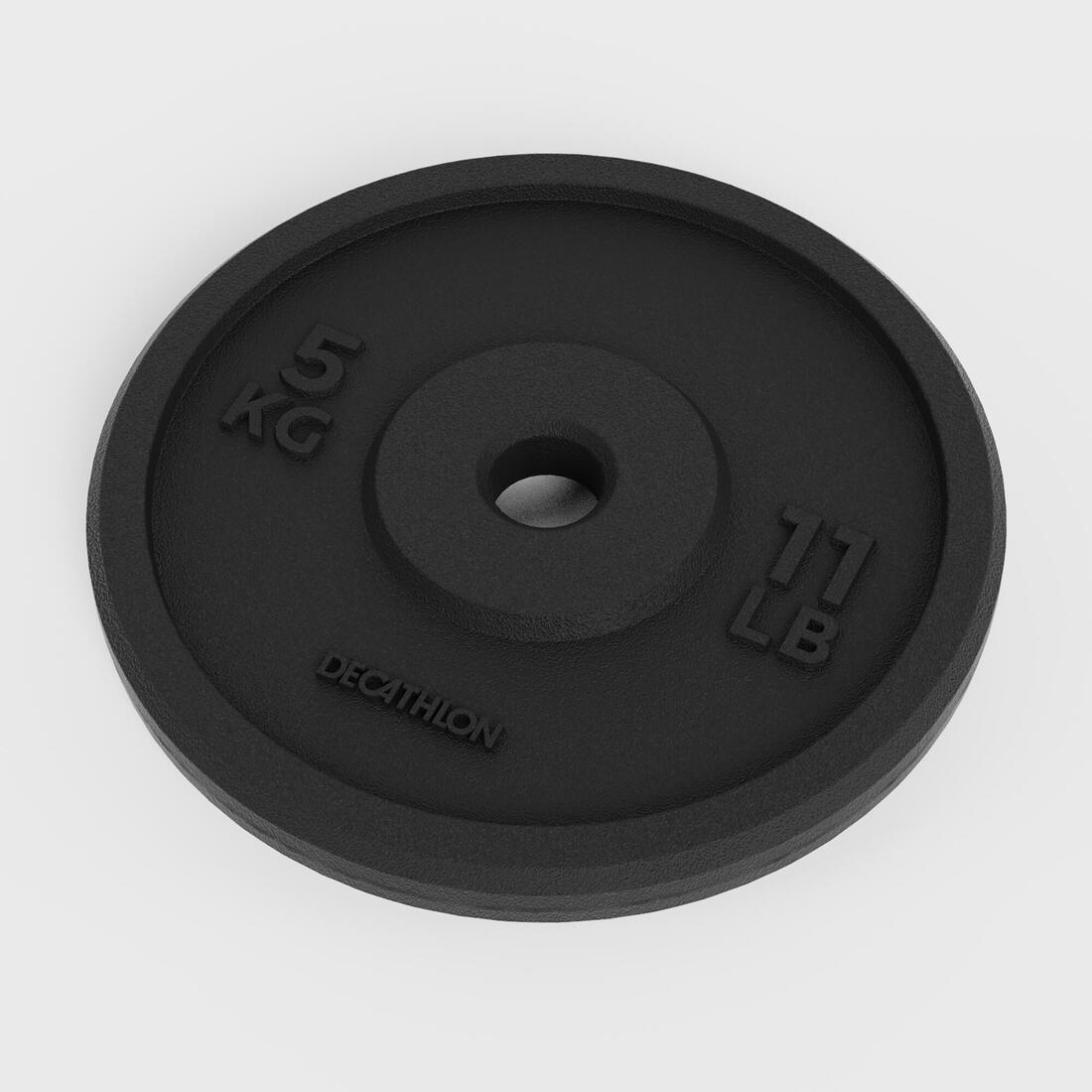 Disque de musculation fonte 5kg 28mm, disque de fonte en partie recyclée