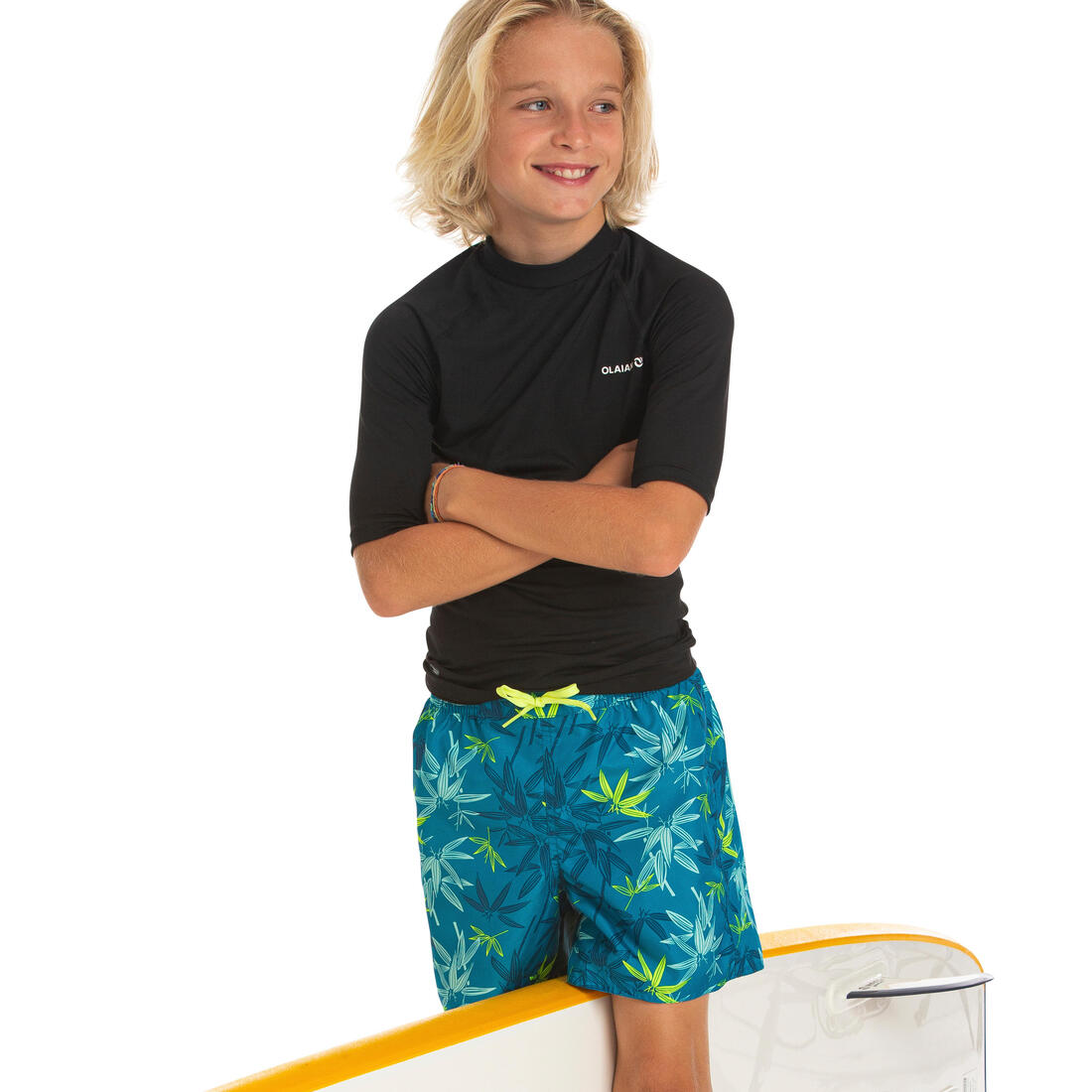 Short de bain 100 bleu noir