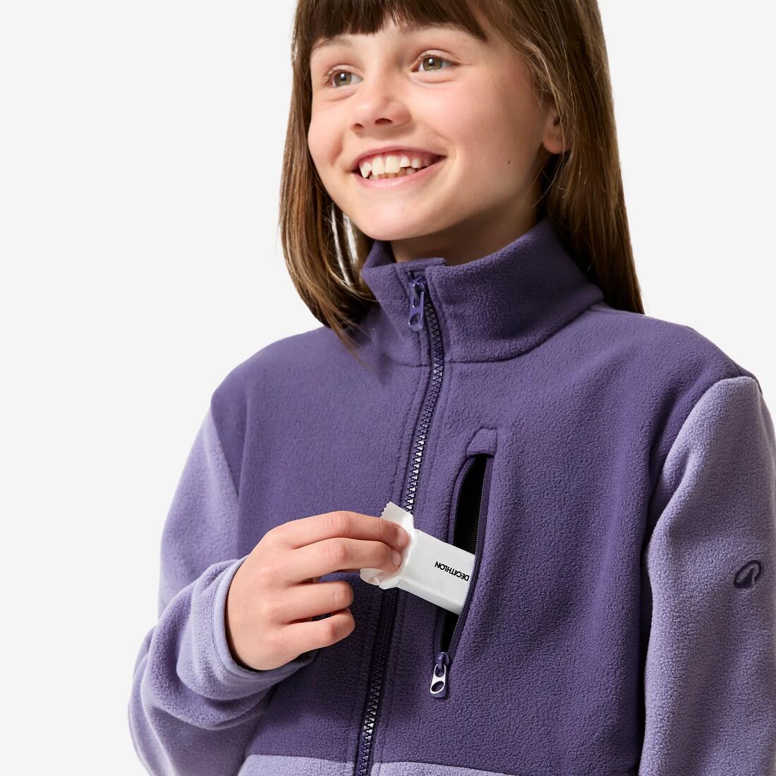 Veste polaire de randonnée enfant 7-15 ans, MH500 bleu et