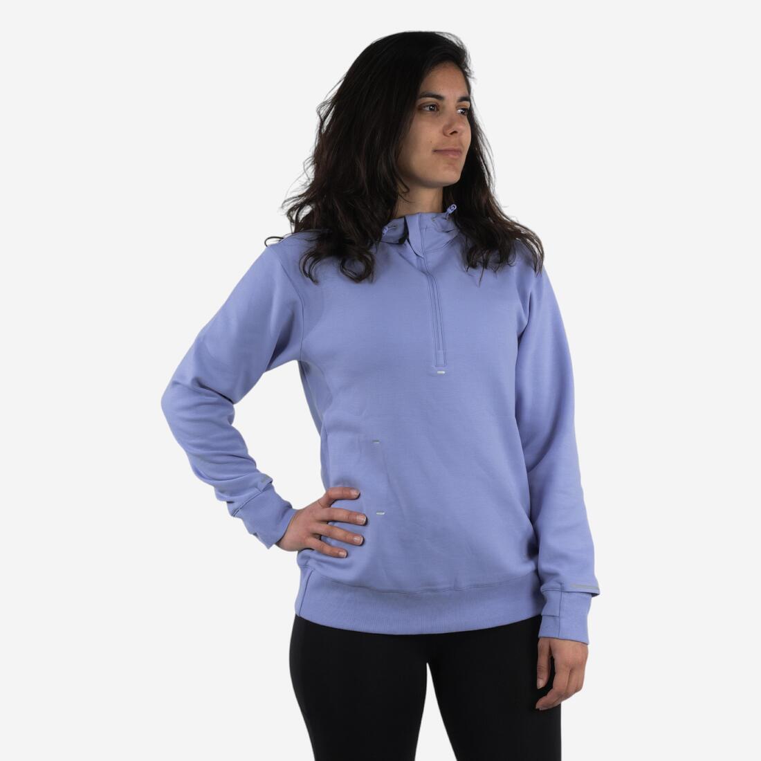 Sweat à capuche de running Femme - KIPRUN Run 500 Warm Lilas pastel