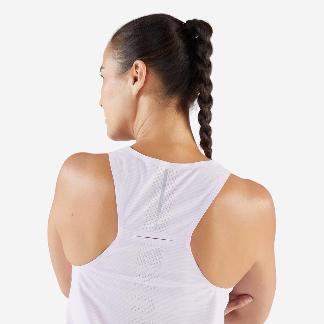 Débardeur de Running léger Femme - KIPRUN Run 900 Light violet mauve imprimé
