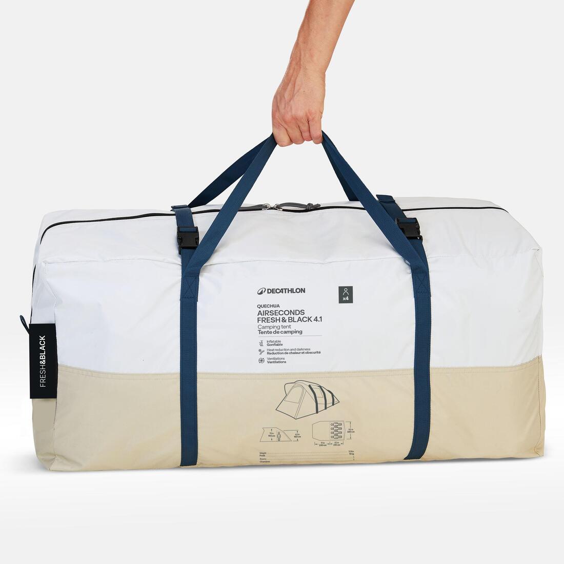 Tente de camping gonflable 4 places, Fresh & Black, Air Seconds 4.1 beige