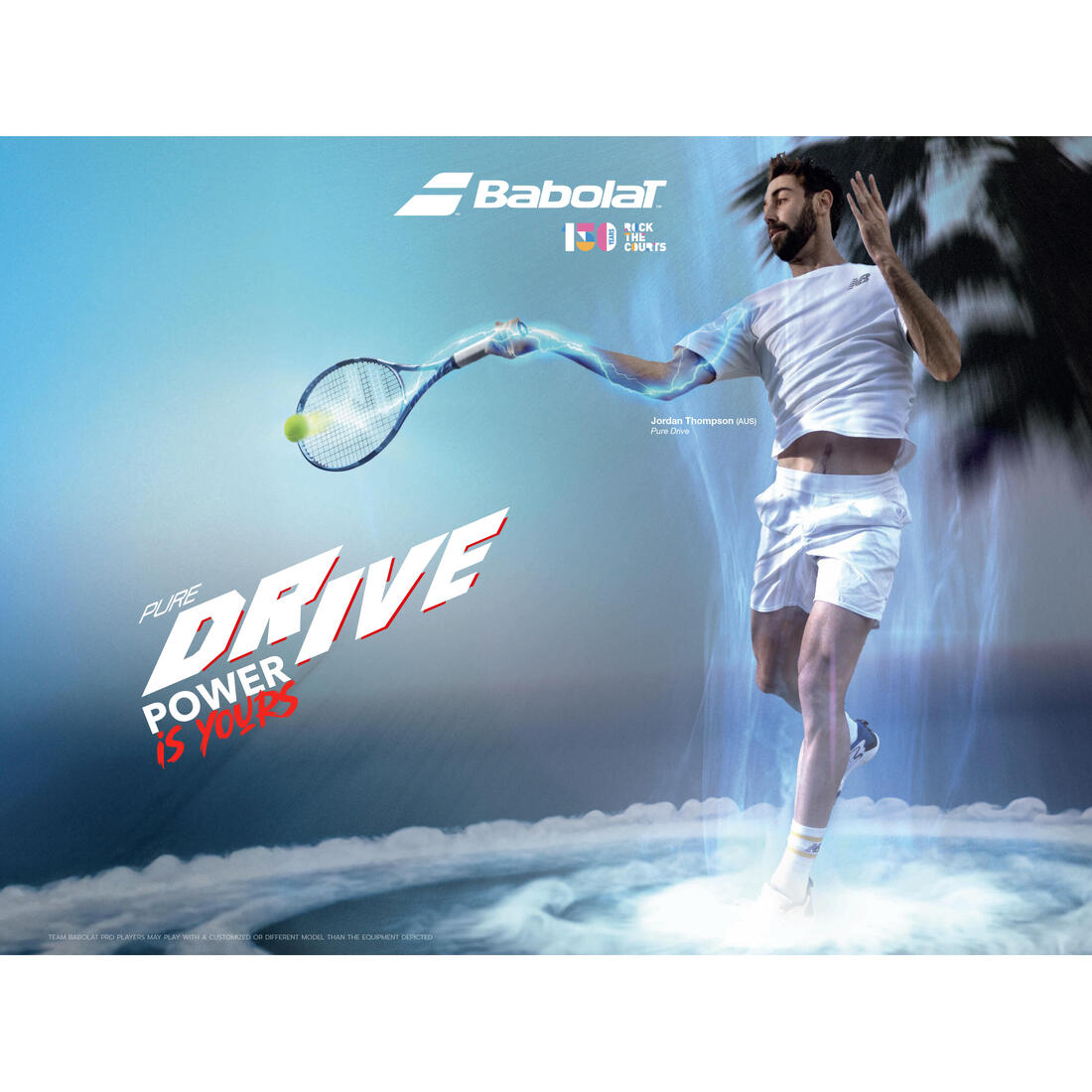 raquette de tennis adulte - babolat pure drive team bleu clair 285g