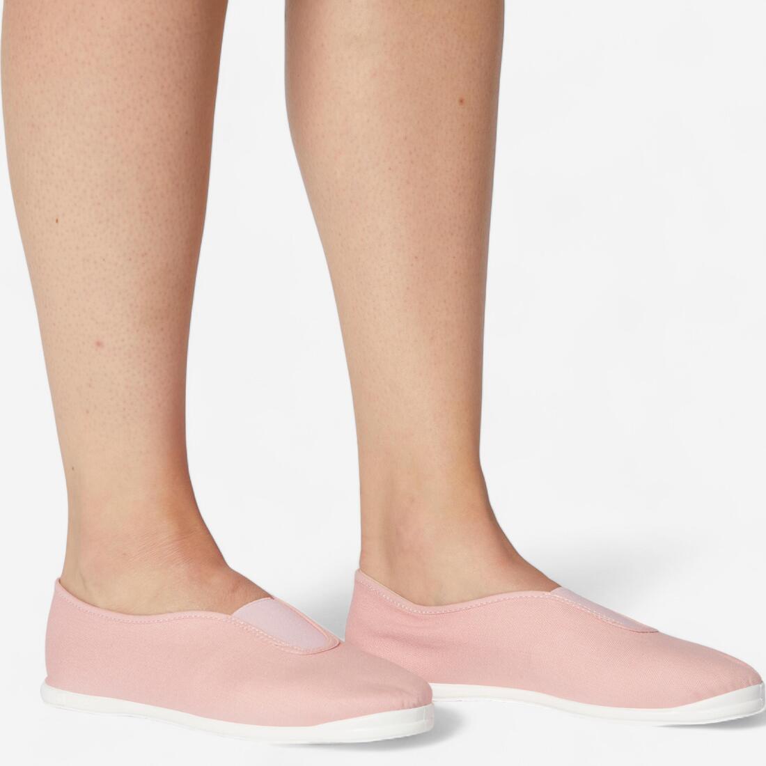 Chaussons gym fille et garçon en tissu rose – blanc ultra