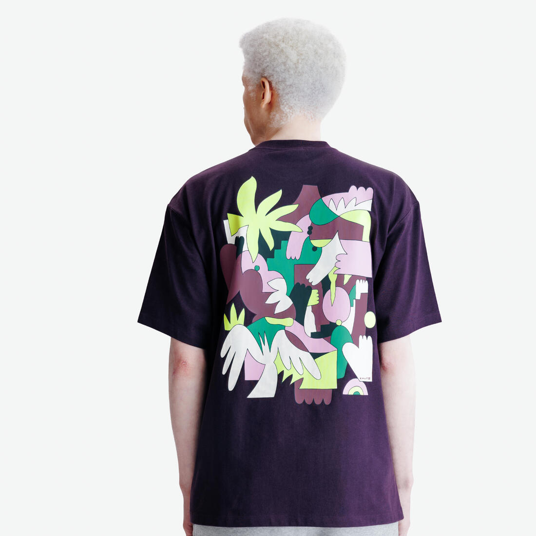 T-shirt graphique mixte, gris chiné
