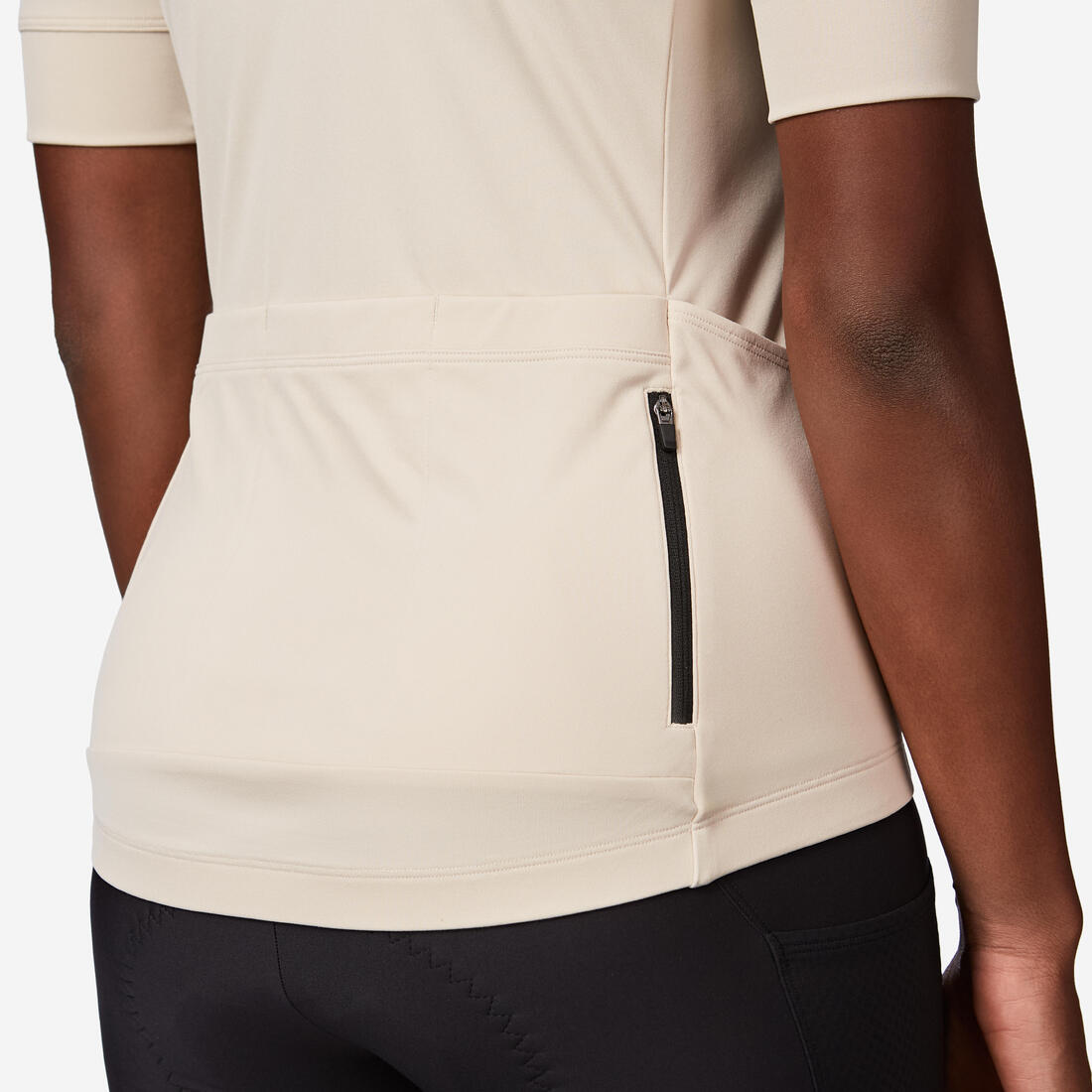Maillot manches courtes de vélo de route femme - Discover beige