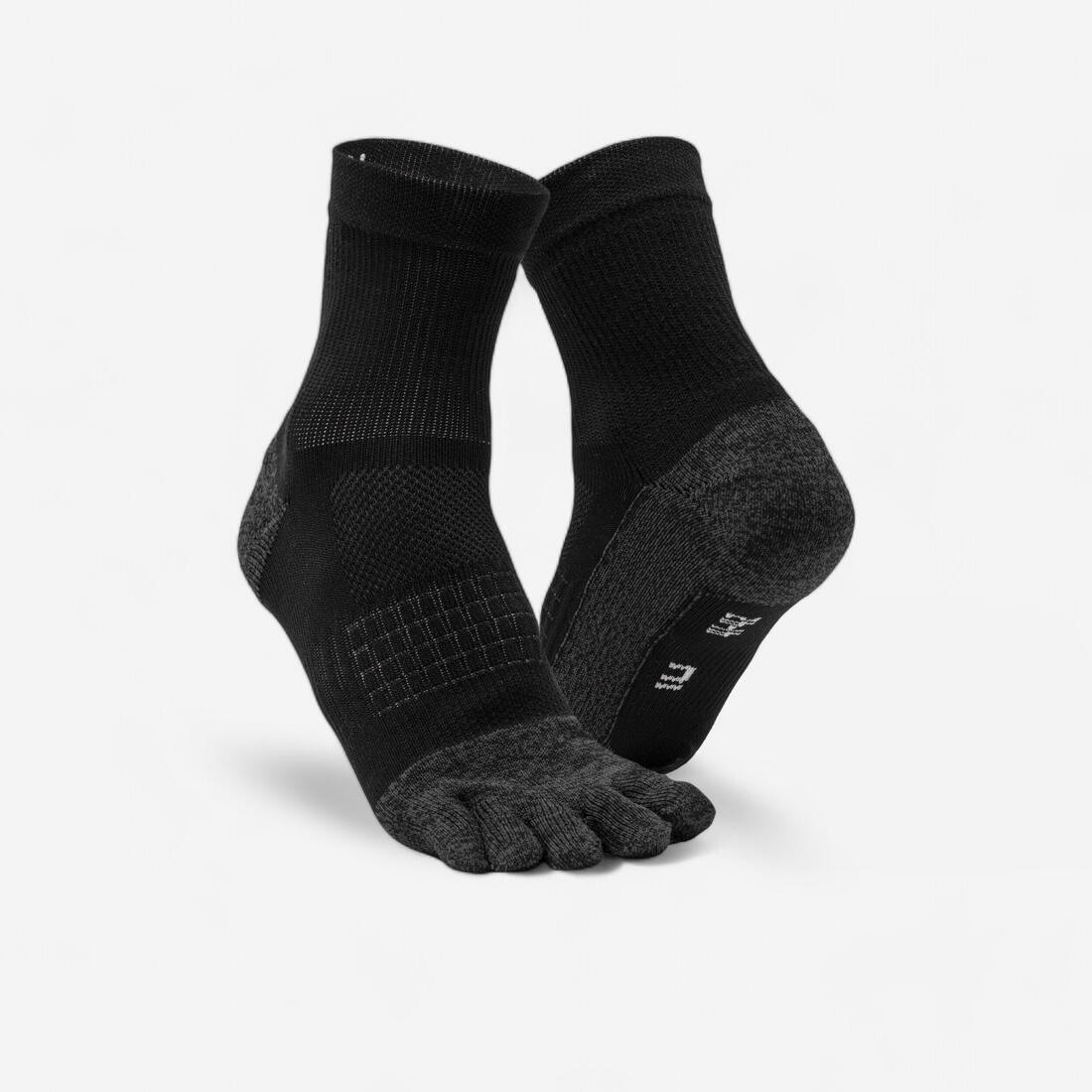 Chaussettes de running 5 doigts  noires jaunes