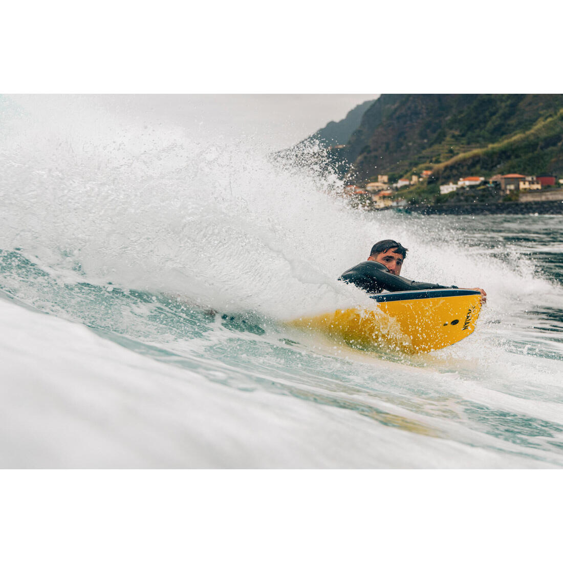 Bodyboard 500 bleu / orange avec leash
