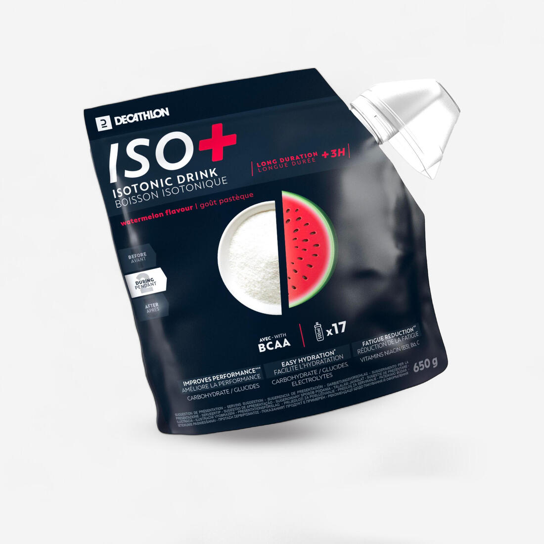 Boisson isotonique en poudre + de 3h fraise cerise, ISO+ 650g