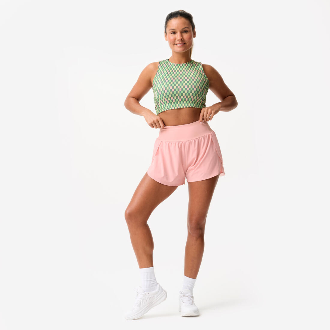 Crop top de fitness femme, multicolore