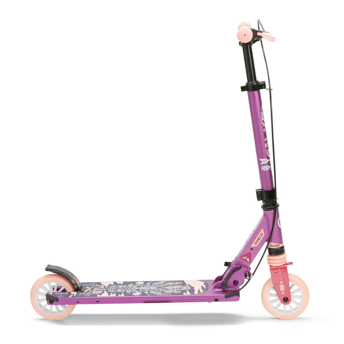 Trottinette enfant mid5 avec frein au guidon et suspension violette