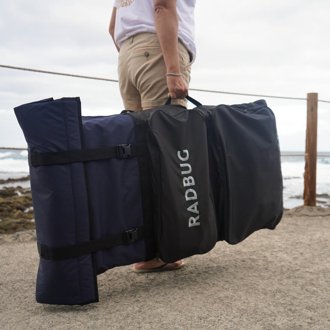 Housse double Bodyboard 500 QUIVER noir bleu