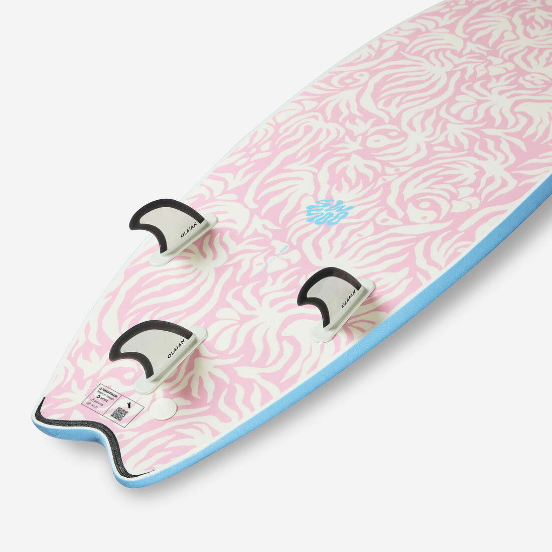Planche de surf en mousse 6' swallow tail 49L - bleu ciel
