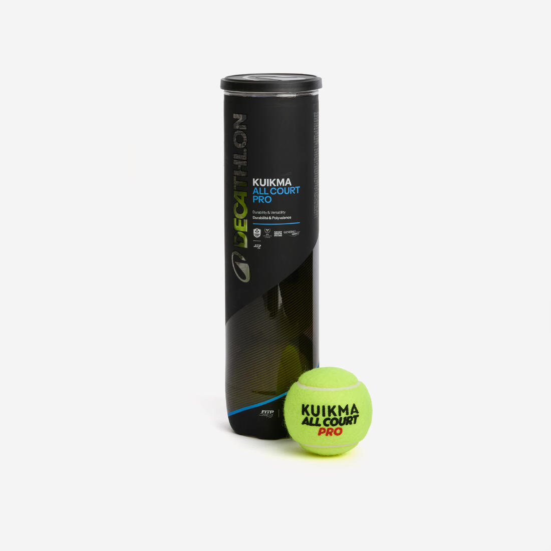 Balle de tennis polyvalente tube de 4, Kuikma all court pro