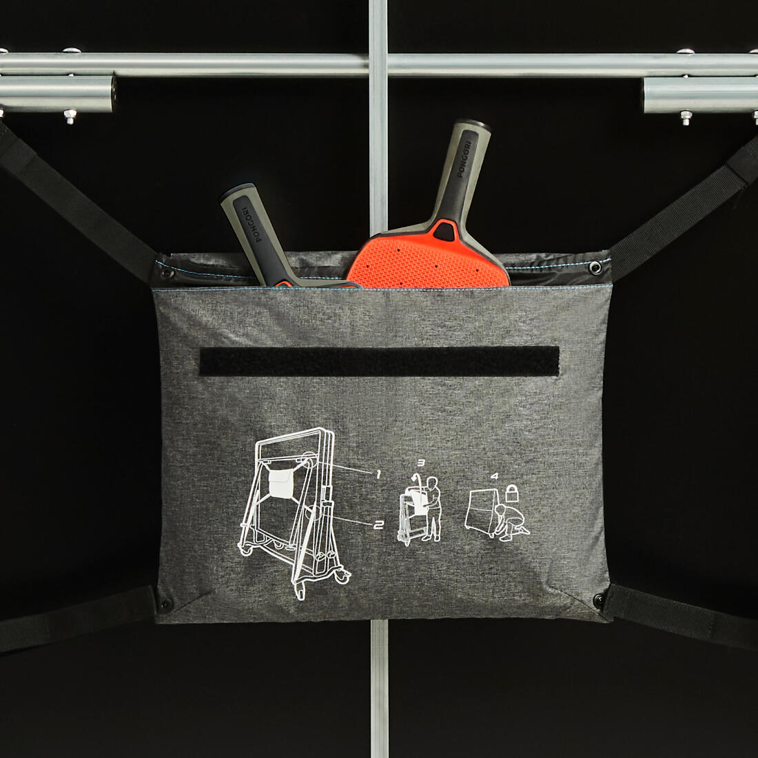 Housse pour table de ping pong de taille medium repliée - PPTC 530 Medium gris