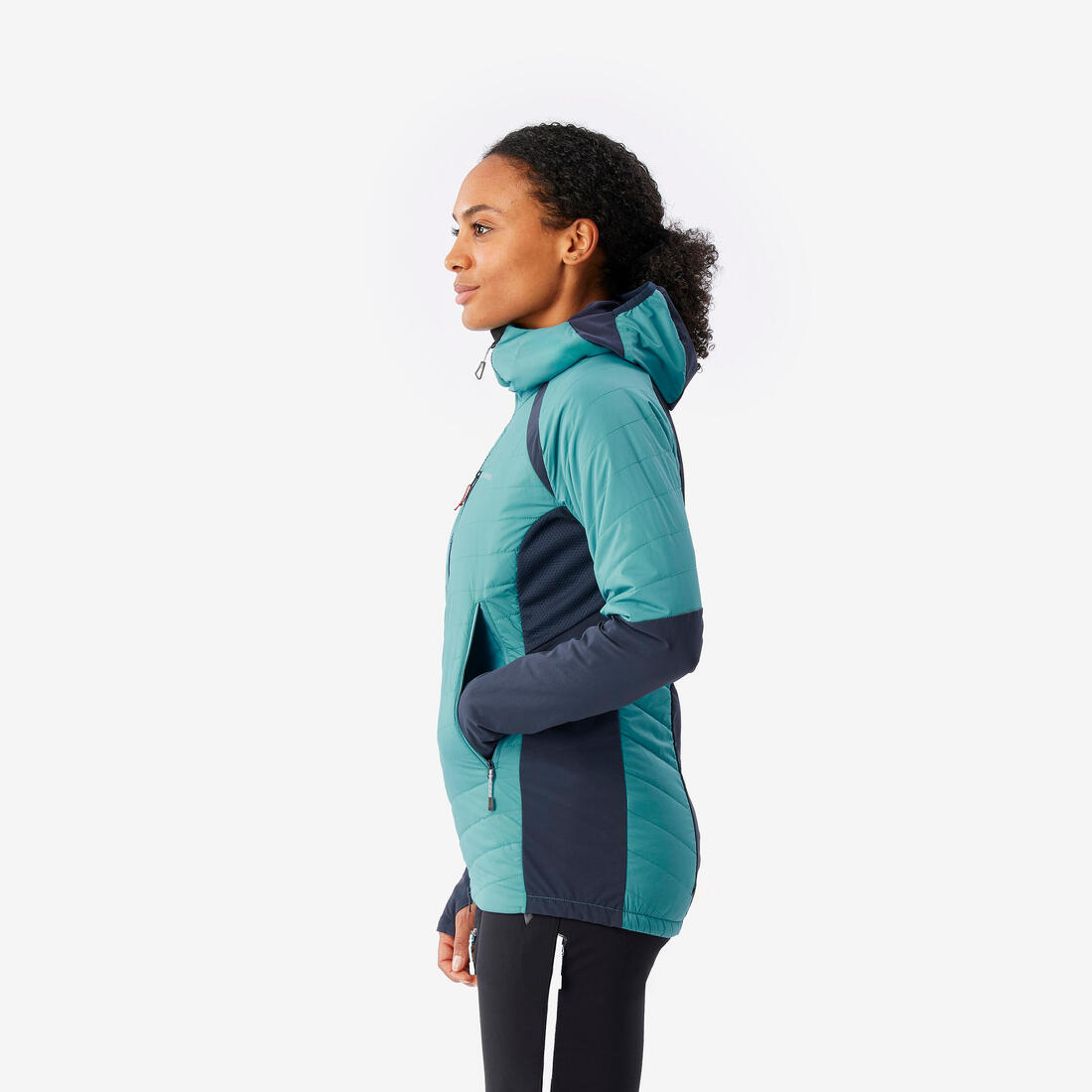Veste hybride sprint synthétique & laine alpinisme femme - bleu gris