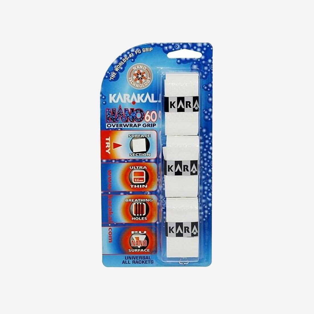 Surgrip sports de raquettes fin, Karakal nano 60 blanc x3